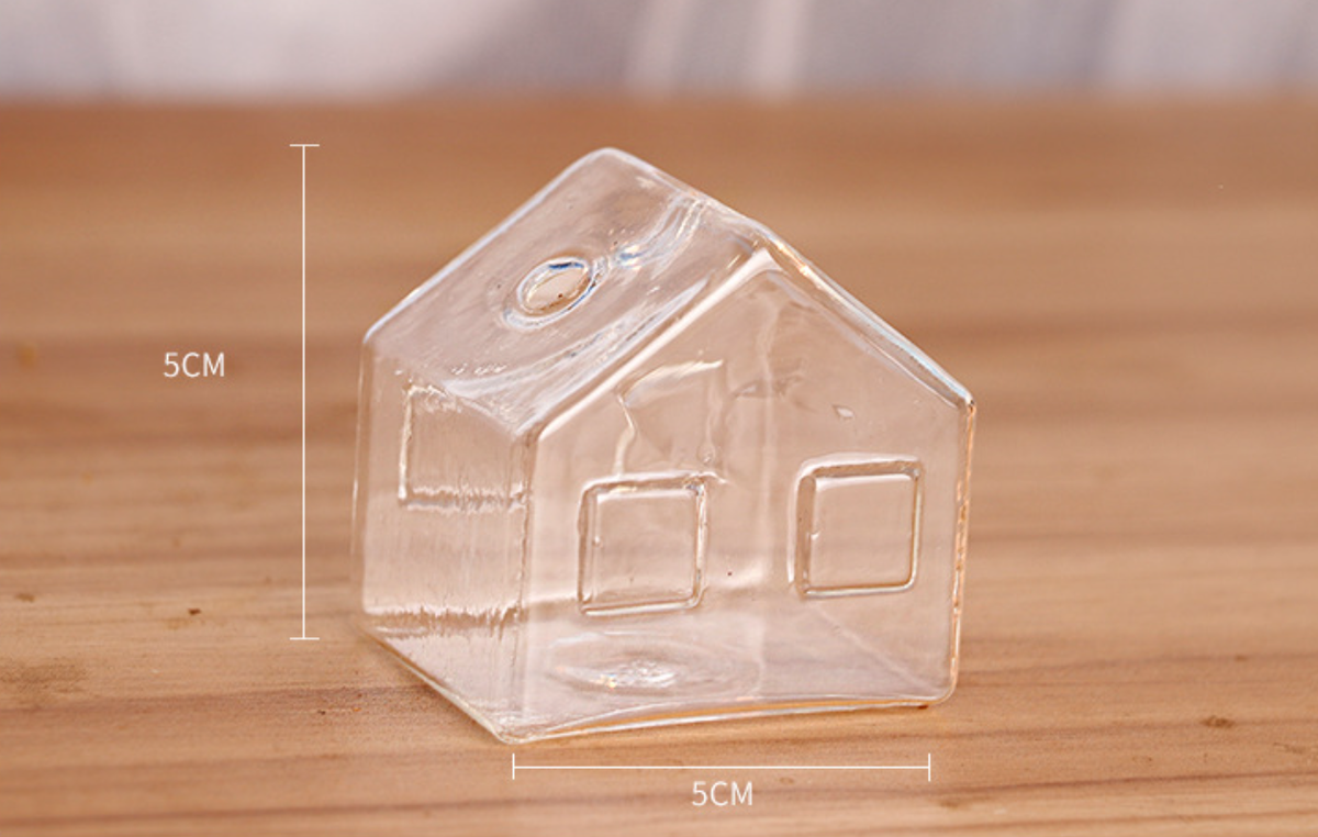 Einfaches Mini-Haus-Glas-Blumenvasen