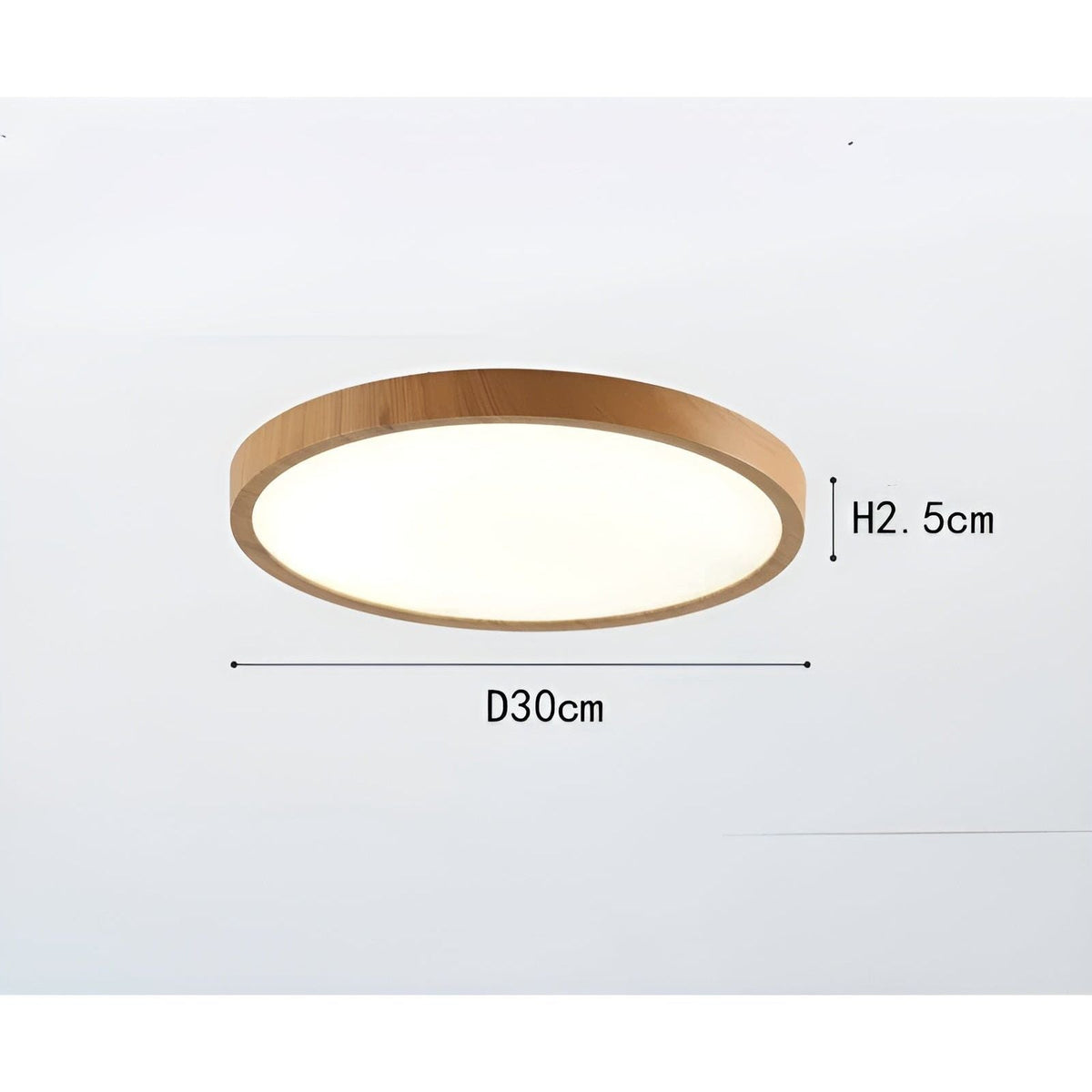 GrainGlow Light - Moderne Ultra-Dünne Holzdeckenlampe