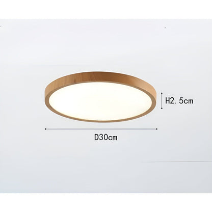 GrainGlow Light - Moderne Ultra-Dünne Holzdeckenlampe