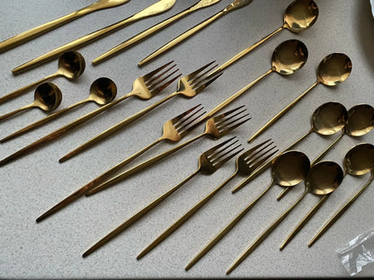 Verona 24-Piece Gold Cutlery Set - Image 5