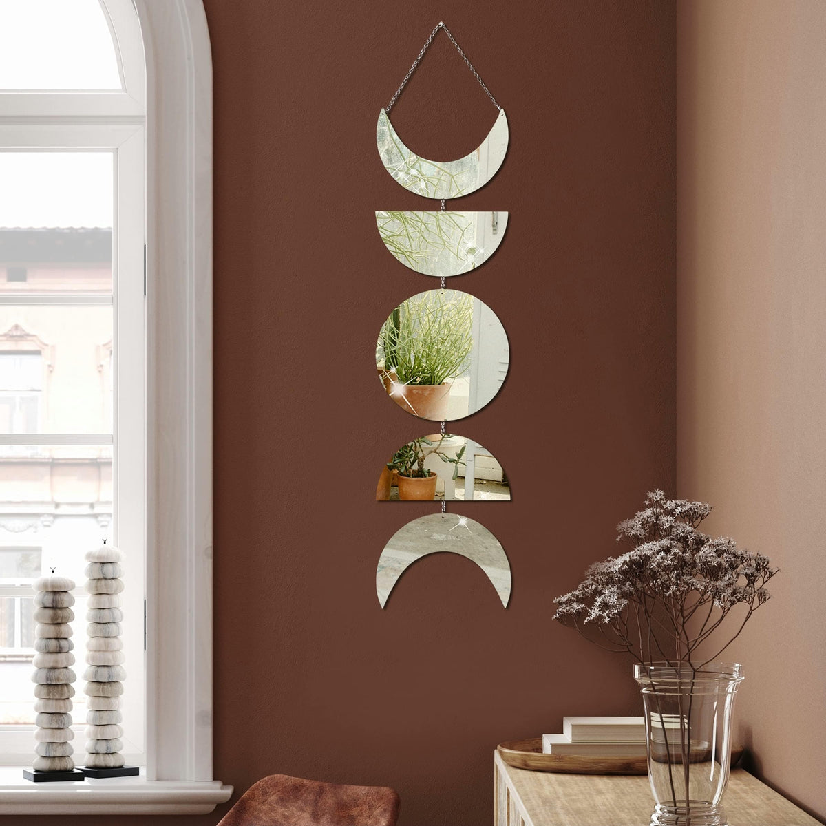 Heim Zeile | Mondphasen Spiegel Wandbehang